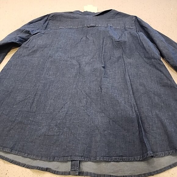 NWT Quacker Factory Womens Denim  Cotton Blend Long Sleeve Embellished Blouse 2X - Picture 8 of 8